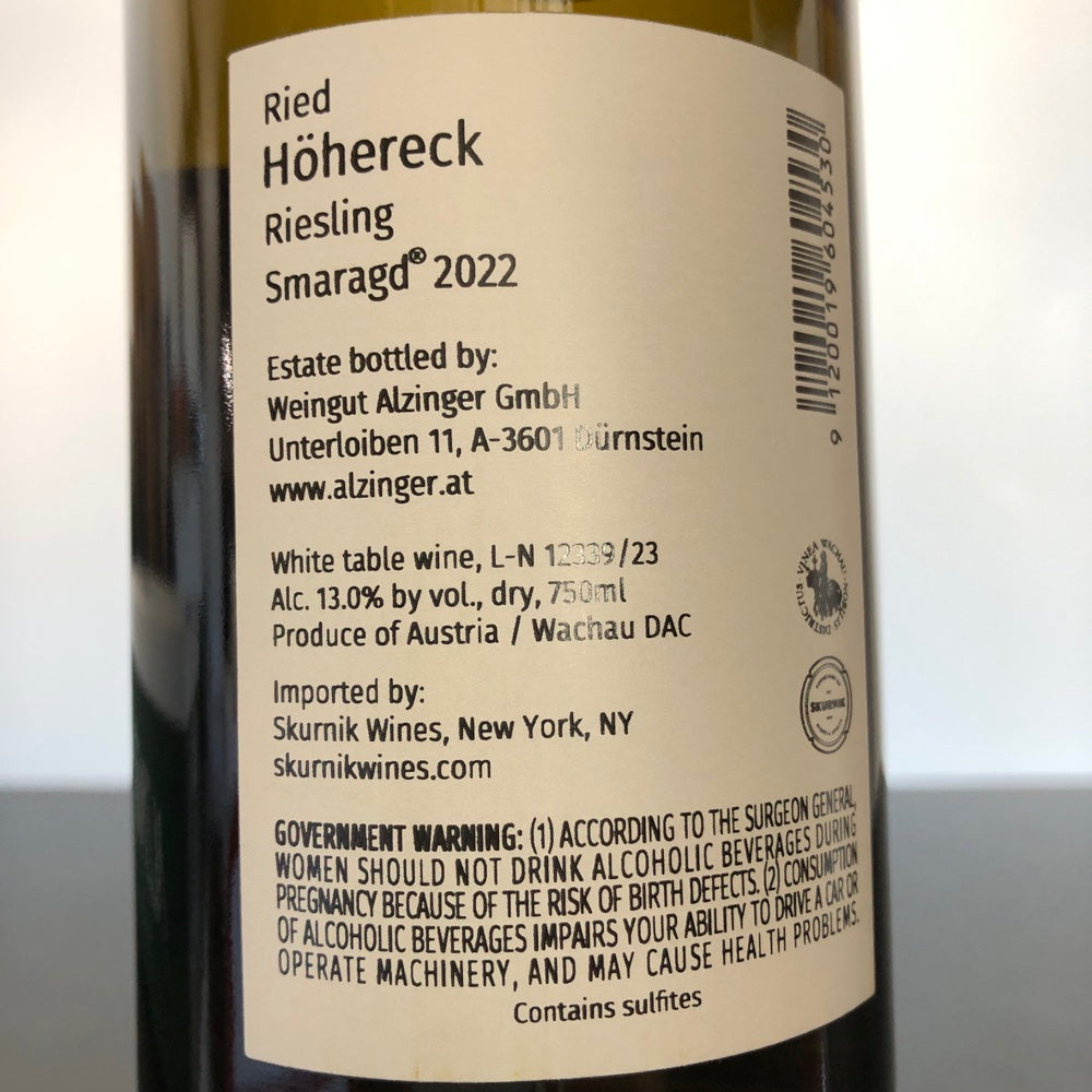 2022 Weingut Leo Alzinger Ried Hohereck Riesling Smaragd, Wachau, Austria