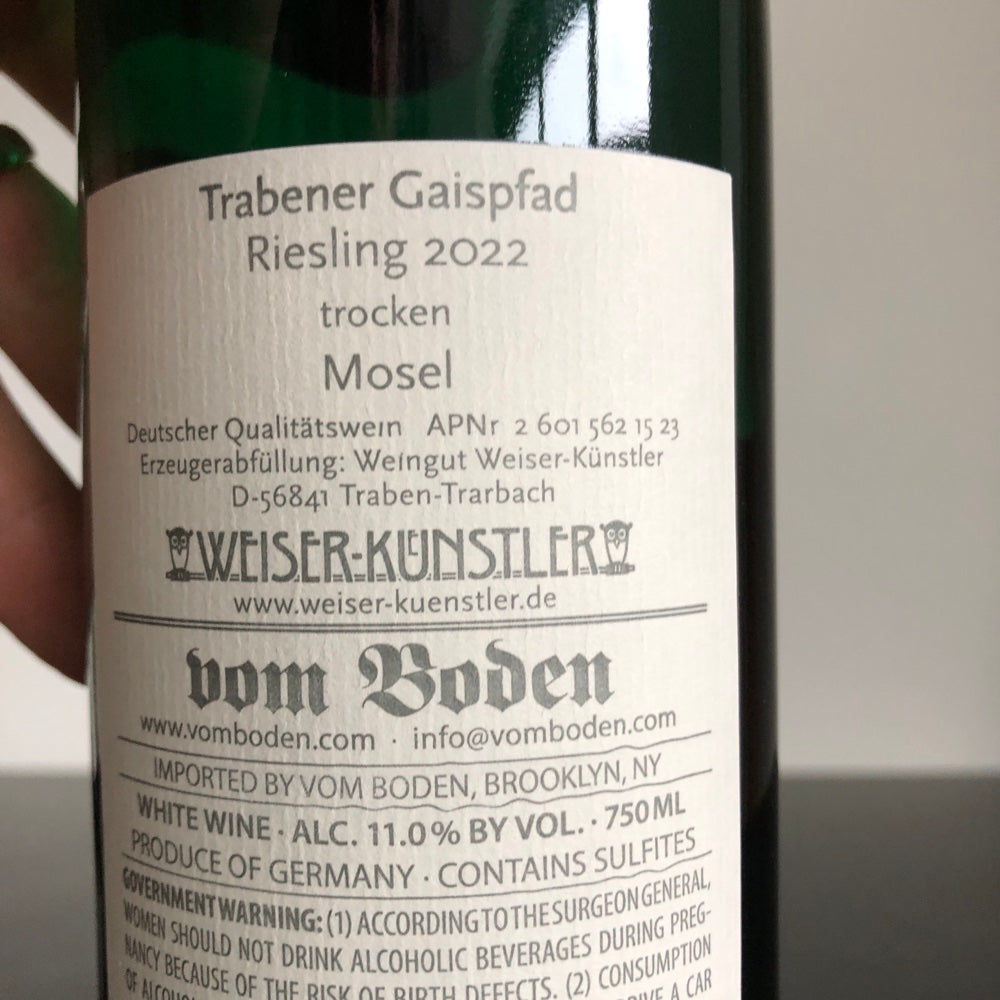 2022 Weiser-Künstler Riesling Gaispfad Grand Cru, Mosel, Germany