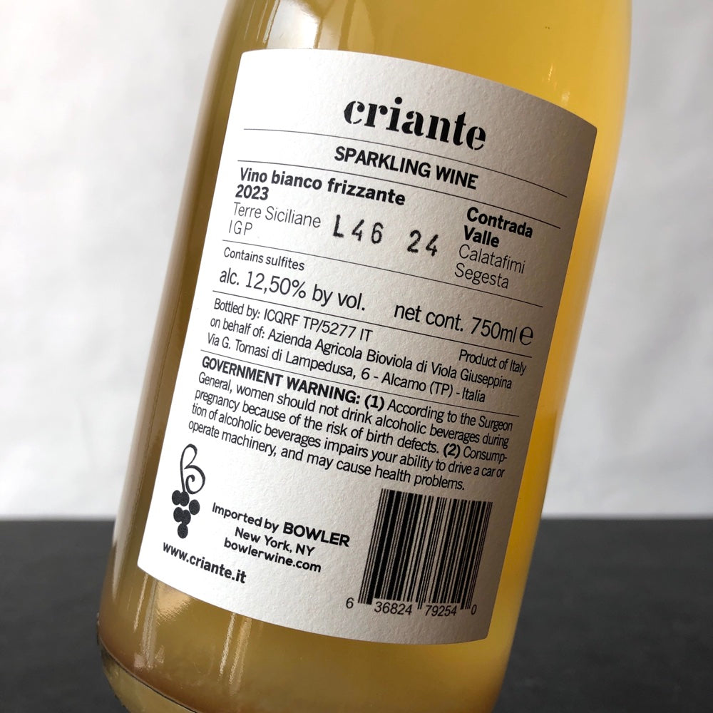 2023 Criante Terre Siciliane Catarratto Contrada Valle Frizzante Vino Bianco