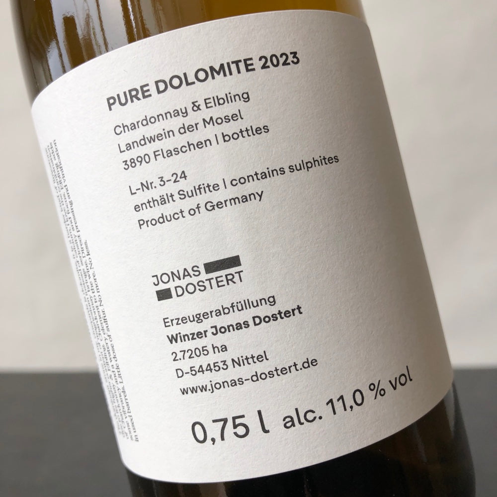 2023 Jonas Dostert 'Pure Dolomite' (Chardonnay/Elbling), Mosel, Germany