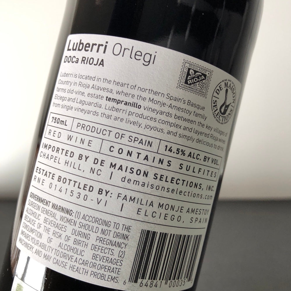 2024 Luberri Monje Amestoy Orlegi, Rioja DOCa, Spain