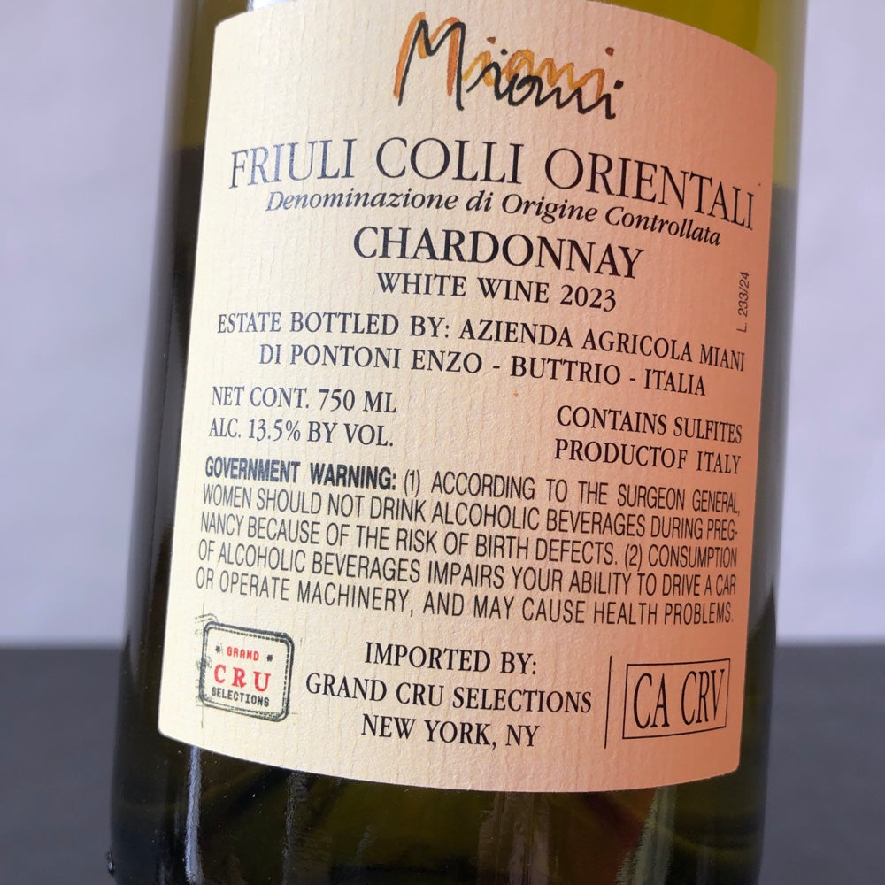 2023 Miani Chardonnay Colli Orientali del Friuli, Friuli-Venezia Giulia, Italy