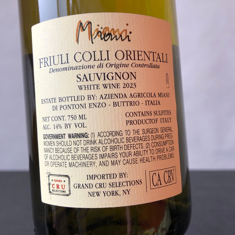2023 Miani Sauvignon Blanc Colli Orientali del Friuli, Friuli-Venezia Giulia, Italy
