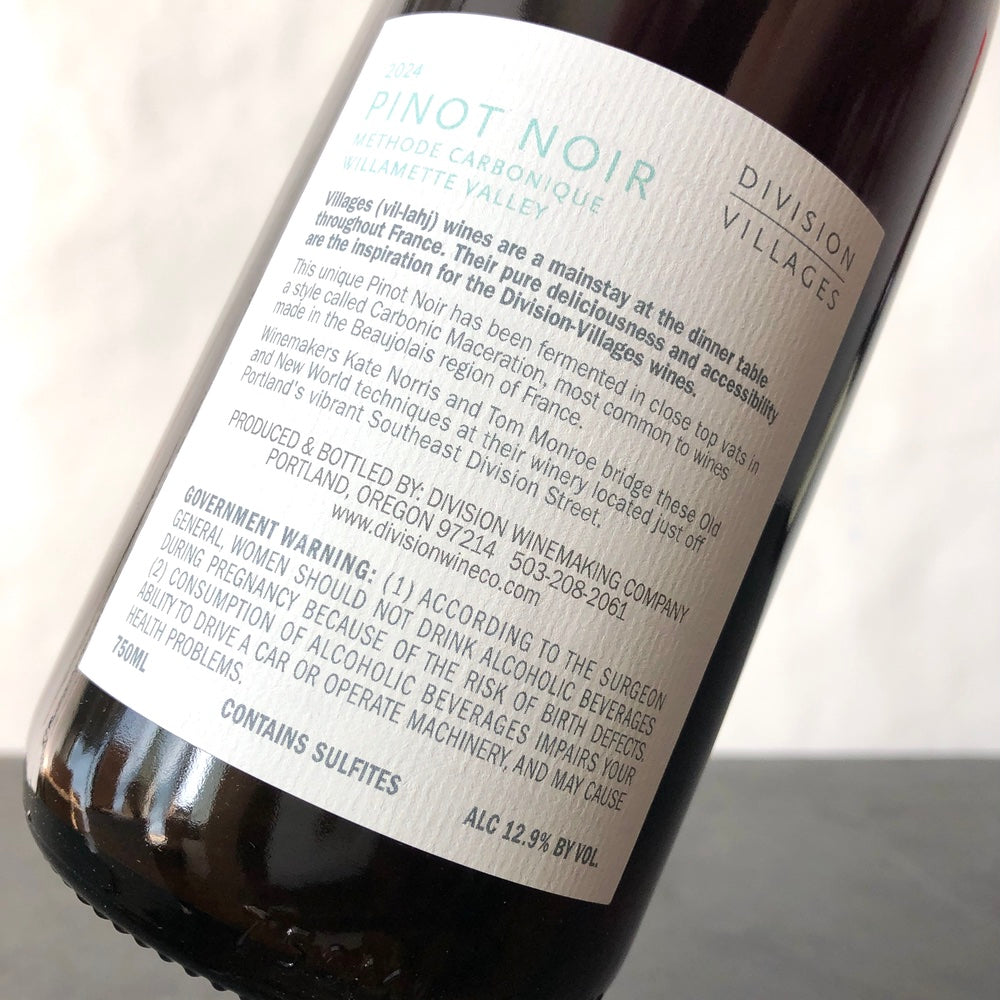 2024 Division Winemaking Company, Pinot Noir Methode Carbonique, Willamette Valley, USA