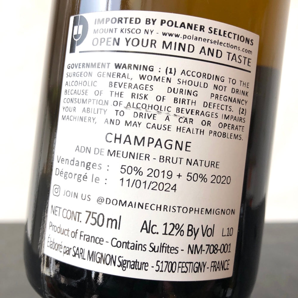 NV Christophe Mignon ADN de Meunier Brut Nature (2019/2020), Champagne, France