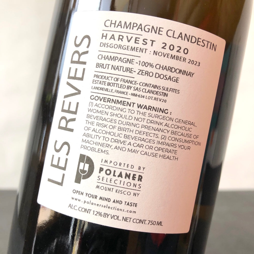 NV  Clandestin Les Revers Brut Nature Champagne, France (2020)
