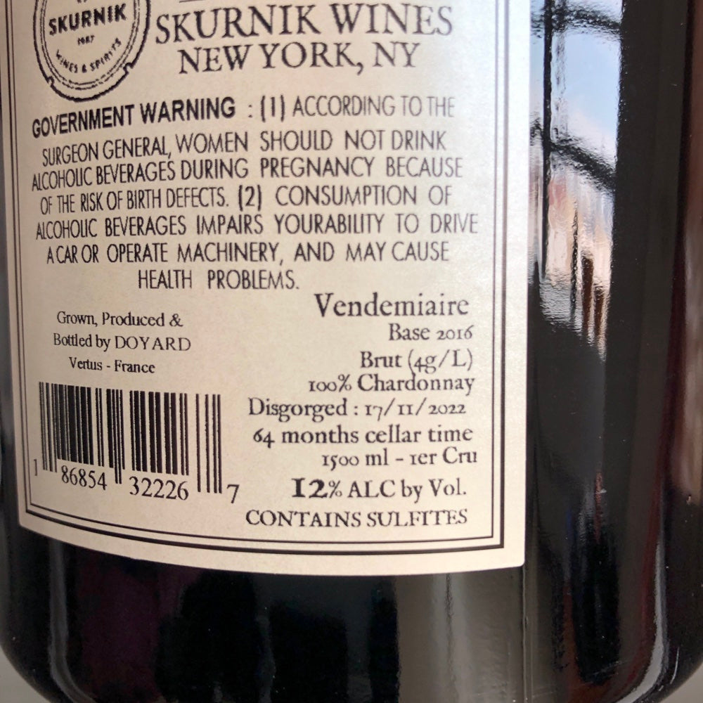 NV Doyard Cuvee Vendemiaire Blanc de Blancs Premier Cru Brut 1.5L Magnum, Champagne, France