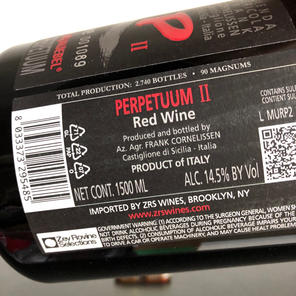 NV Frank Cornelissen 'Munjebel P' Cuvee Perpetuum 2 Magnum 1.5L Terre Siciliane Rosso IGT, Sicily, Italy