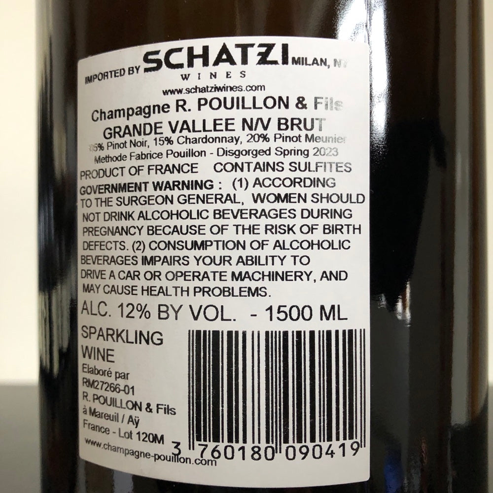 R. Pouillon & Fils Grande Vallée Brut Champagne 1.5L Magnum, France (2020 base)