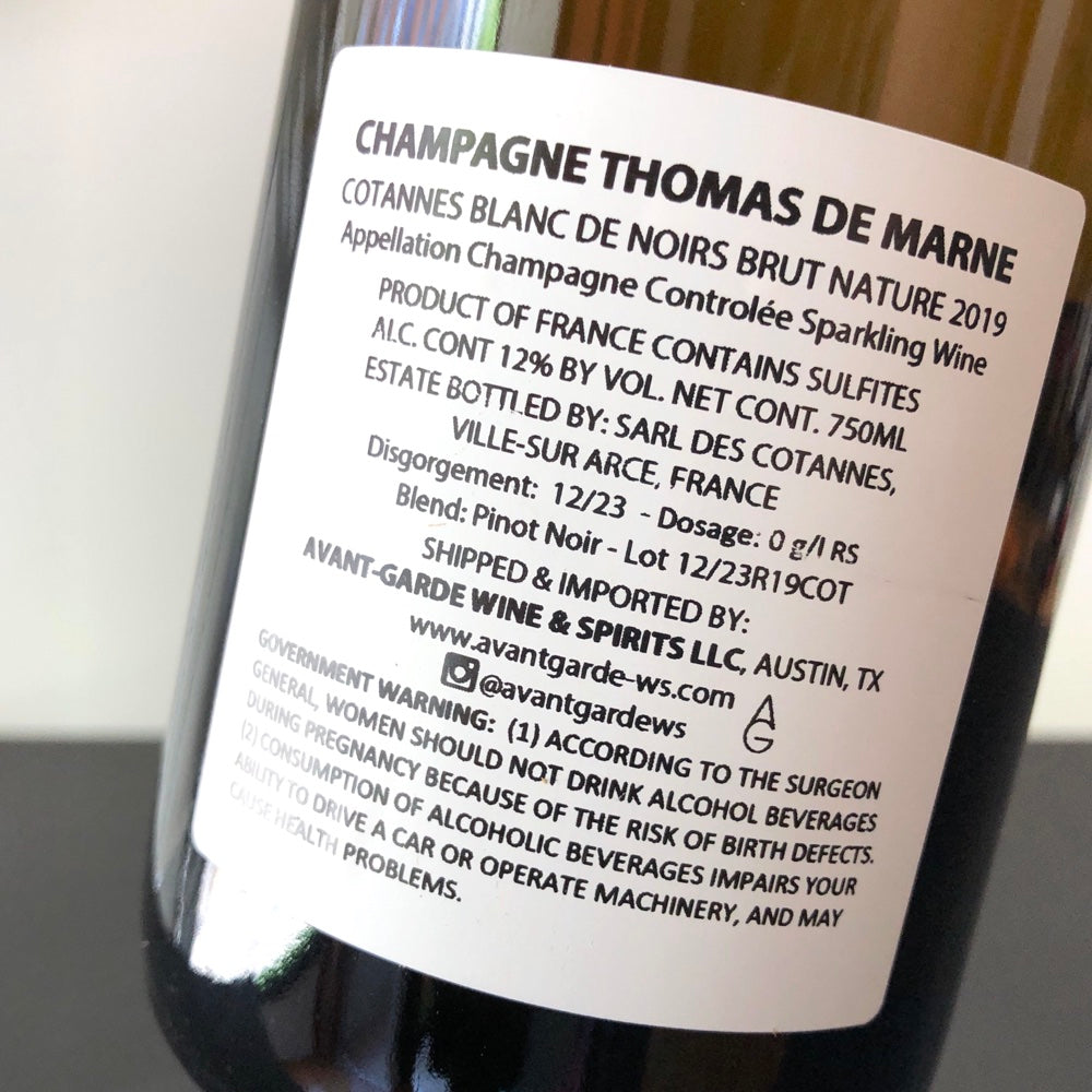 Thomas de Marne - Val Frison 'Cotanes' Blanc de Noirs Brut Nature, Champagne, France (R19)