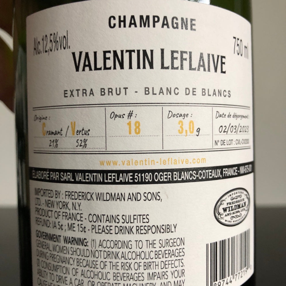 Valentin Leflaive Blanc de Blancs Extra Brut, Champagne, France (2018)