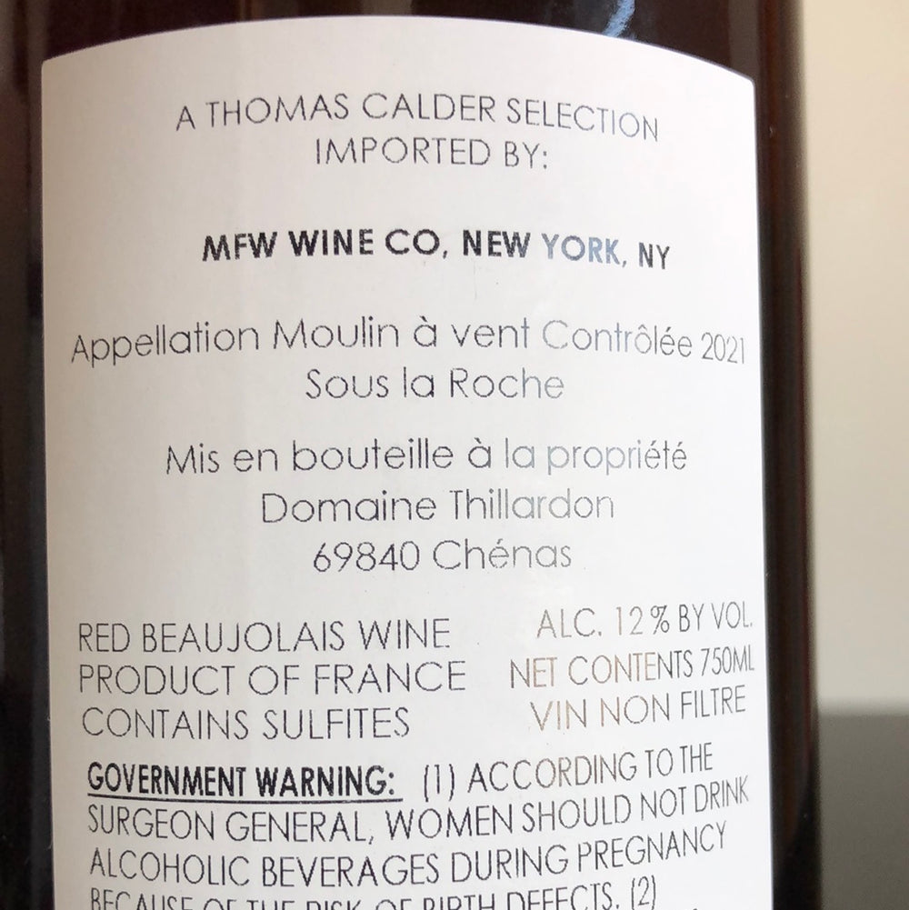 2021 Paul-Henri Thillardon Moulin a Vent 'Sous La Roche', Beaujolais, France