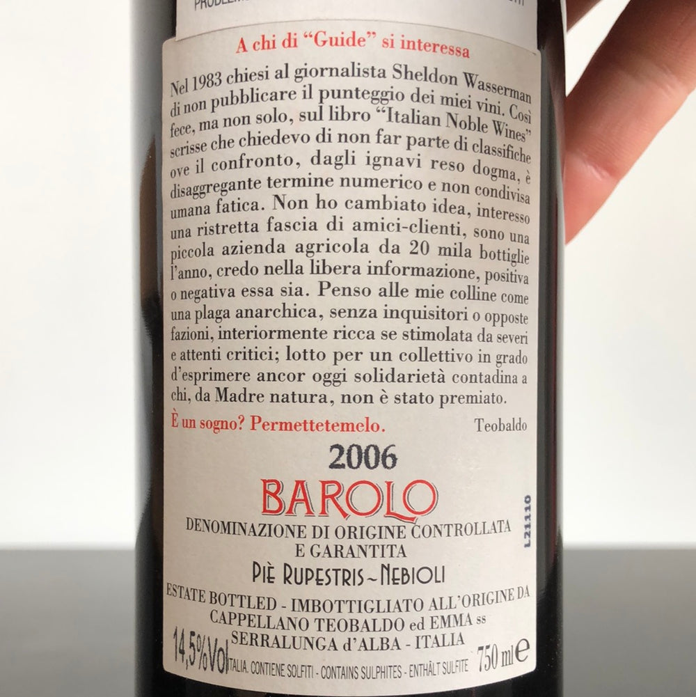 2006 Cappellano Otin Fiorin Pie Rupestris Barolo DOCG, Italy