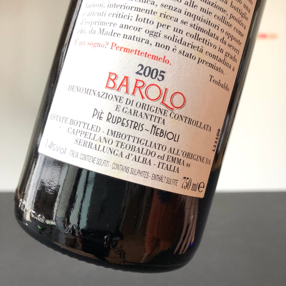 2005 Cappellano Otin Fiorin Pie Rupestris Barolo DOCG, Italy 2005 Cappellano Otin Fiorin Pie Rupestris Barolo DOCG, Italy