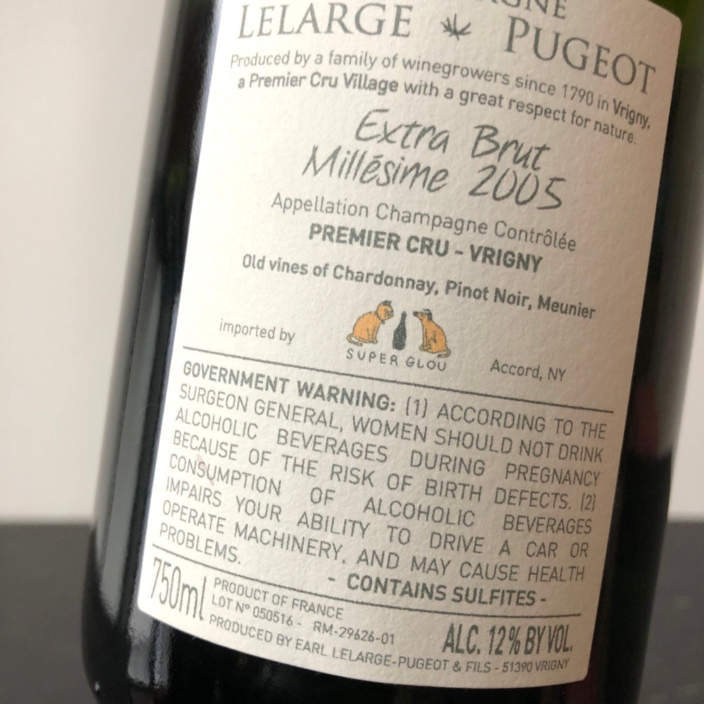 2005 Lelarge-Pugeot 'Millesime' Extra Brut, Champagne, France