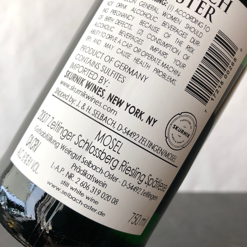 2007 Selbach-Oster 'Schmitt' Zeltinger Schlossberg Riesling, Mosel, Germany