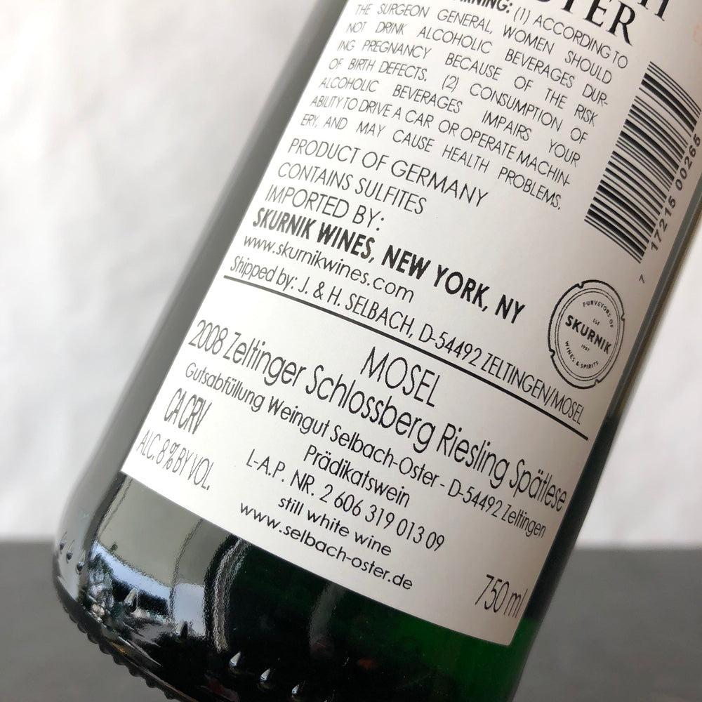 2008 Selbach-Oster 'Schmitt' Zeltinger Schlossberg Riesling, Mosel, Germany