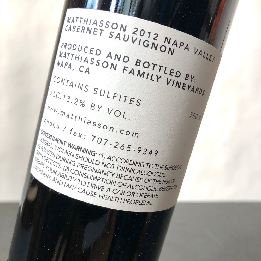 2012 Matthiasson Cabernet Sauvignon, Napa Valley, USA