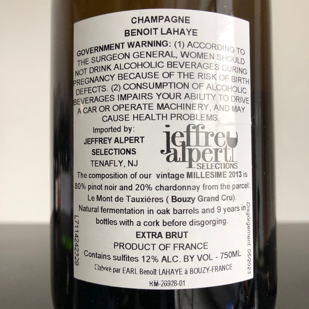 2013 Benoit Lahaye Grand Cru Extra Brut Millesime, Champagne