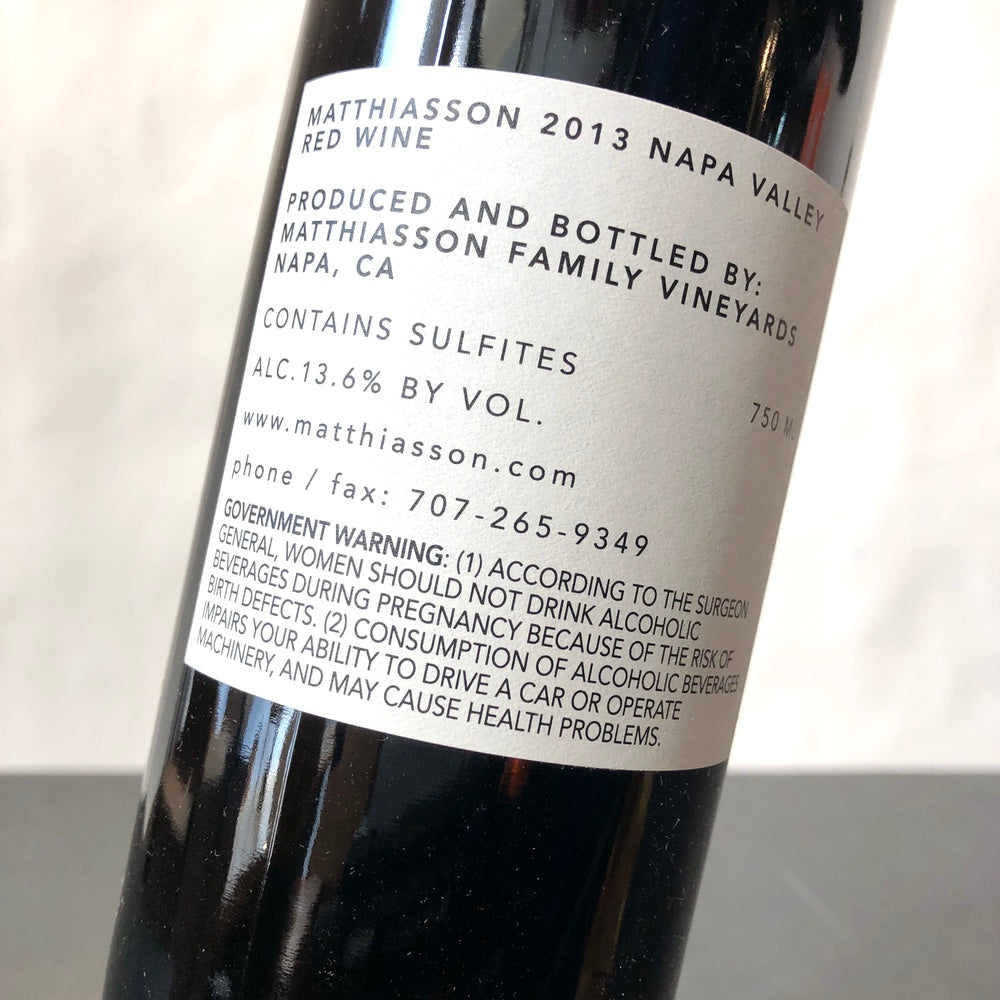 2013 Matthiasson Napa Valley Red California, USA – Leon & Son Wine