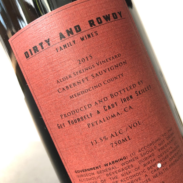 2015 Dirty & Rowdy Winery Alder Springs Vineyard Cabernet Sauvignon, Mendocino County, USA