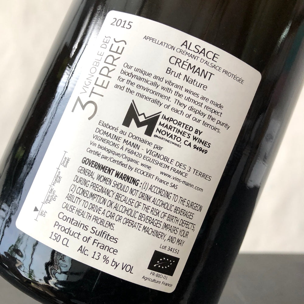 2015 Domaine Mann - Vignoble des 3 Terres Cremant d'Alsace Brut Nature France 1.5L Magnum