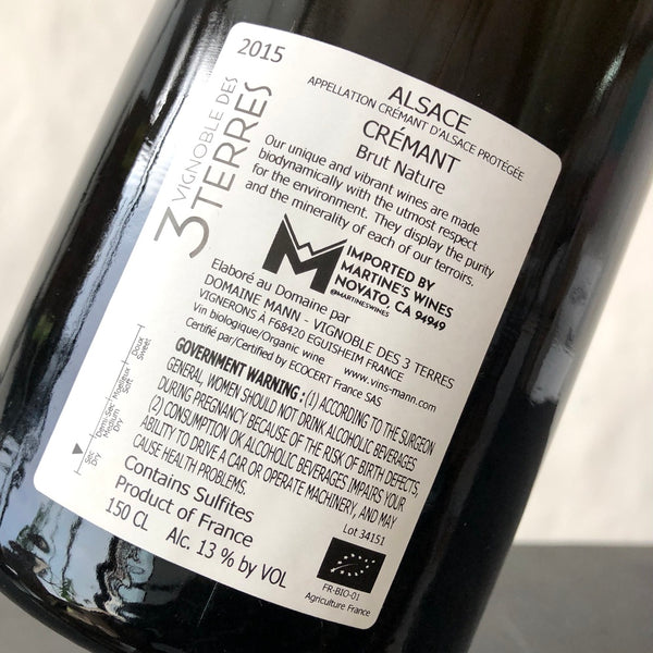 2015 Domaine Mann - Vignoble des 3 Terres Cremant d'Alsace Brut Nature France 1.5L Magnum