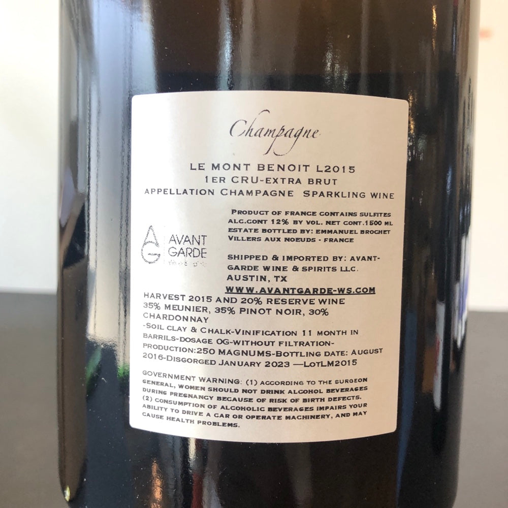 2015 Emmanuel Brochet Le Mont Benoit 'Late Release' 1.5L Magnum Premier Cru Extra Brut Champagne, France