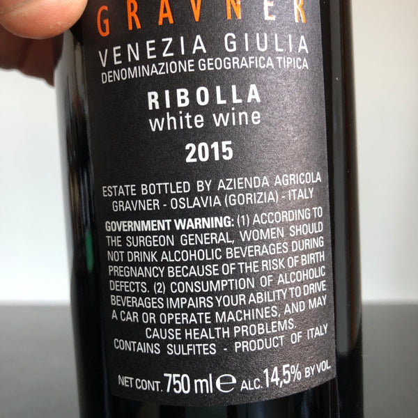 2015 Gravner Ribolla Venezia Giulia IGT, Friuli-Venezia Giulia, Italy
