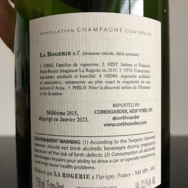 2015 La Rogerie 'Heroine' Blanc de Blancs Grand Cru Extra Brut Millesime, Champagne, France