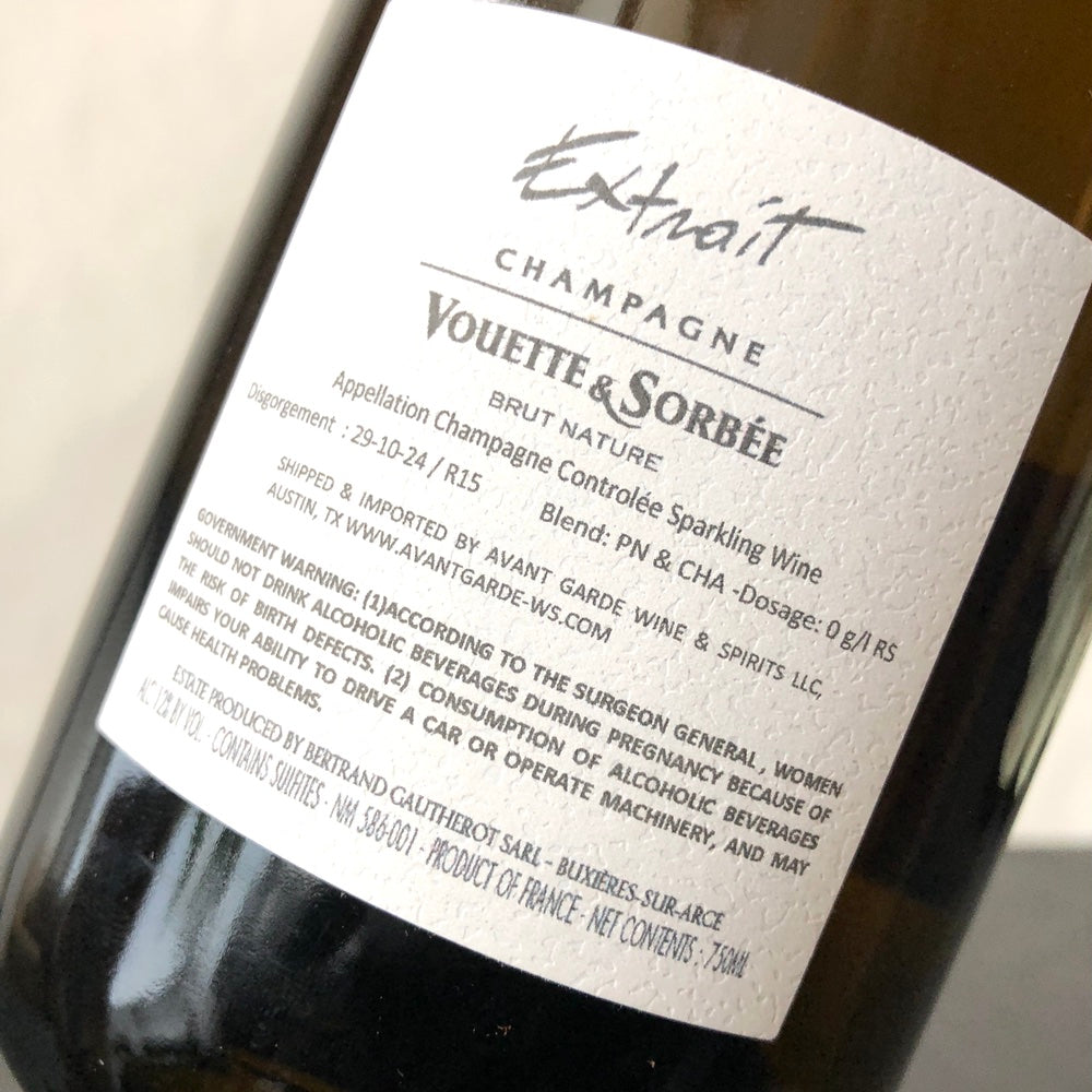 2015 Vouette Et Sorbee, Extrait Brut Nature, Champagne, France