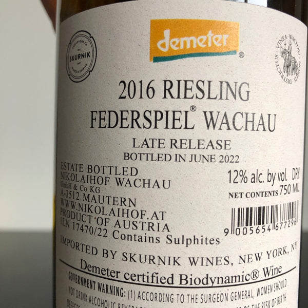 2016 Familie Saahs Nikolaihof Riesling vom Stein Federspiel (late bottling), Wachau, Austria