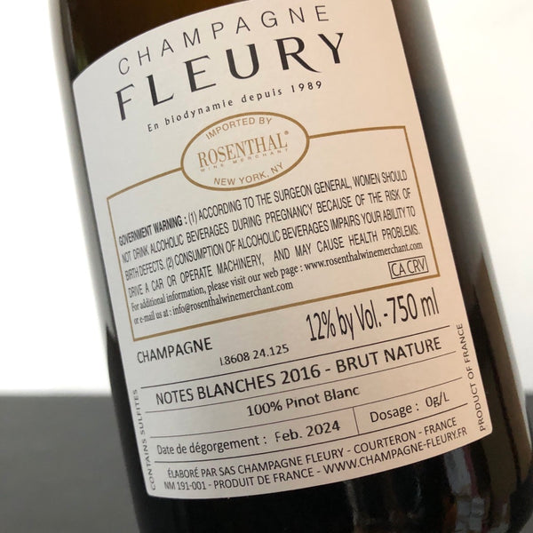 2016 Fleury Pere et Fils Notes Blanches Brut Nature, Champagne, France