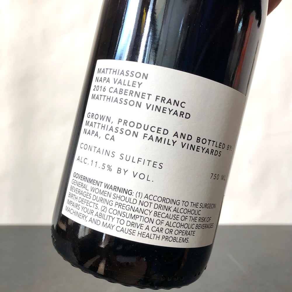 2016 Matthiasson Cabernet Franc, Matthiasson Vineyard Napa Valley, USA