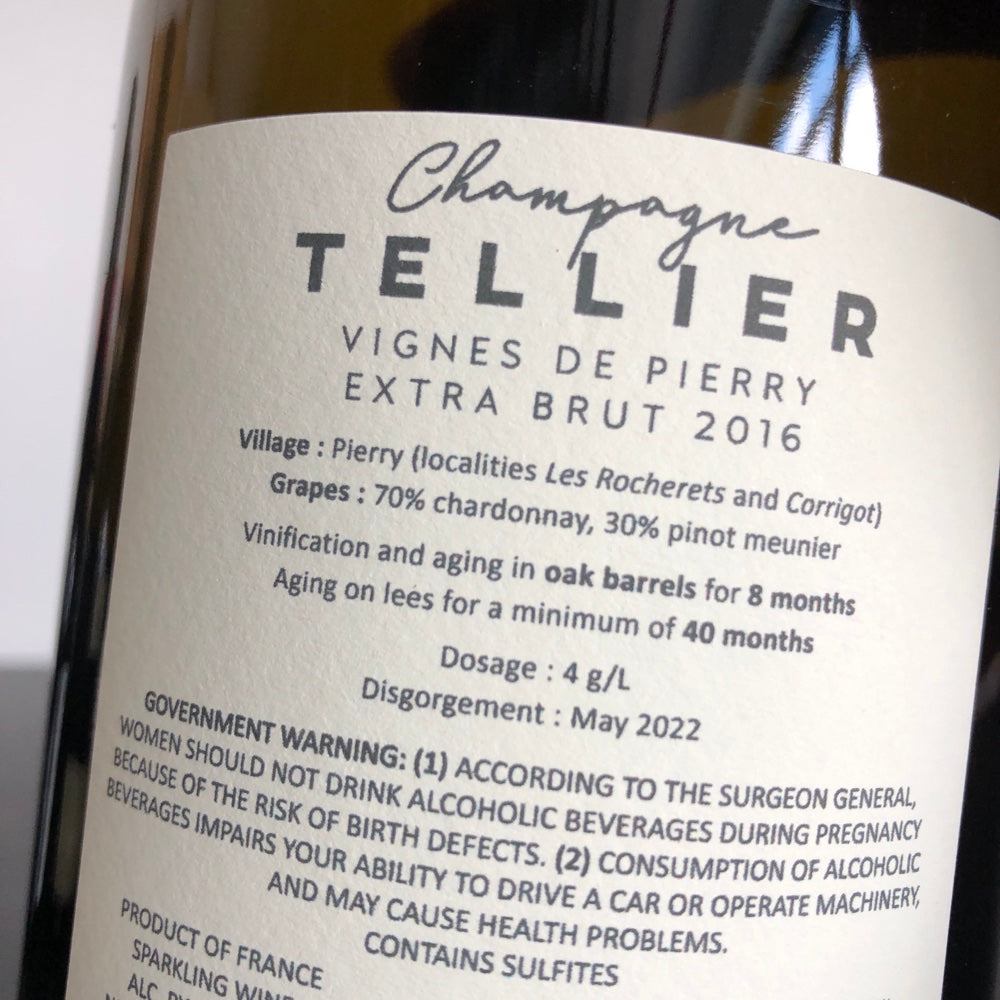 2016 Tellier 'Vignes de Pierry' Premier Cru Extra Brut Millesime Champagne, France