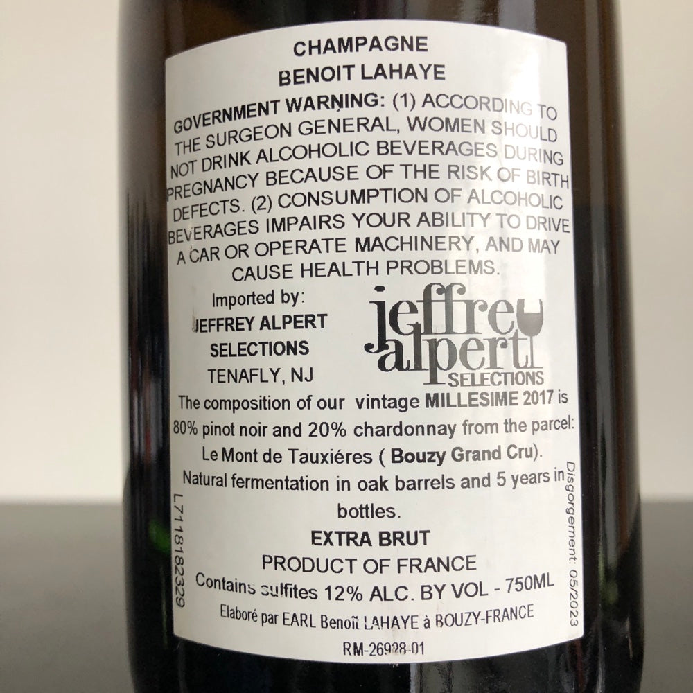 2017 Benoit Lahaye Grand Cru Extra Brut Millesime, Champagne
