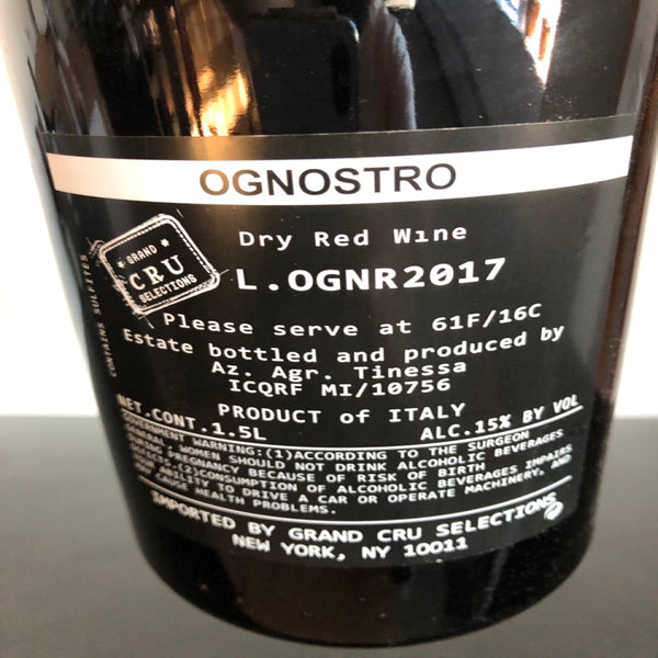 2017 Marco Tinessa 'Ognostro' Rosso 1.5L Magnum, Campania, Italy