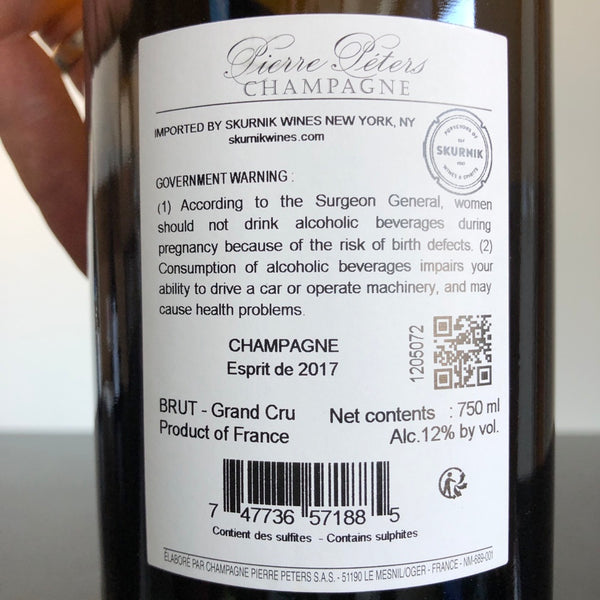 2017 Pierre Peters Cuvée 'Millésime L'Esprit' Blanc de Blancs Grand Cru Brut Champagne, France