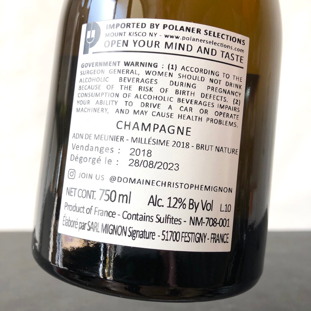 2018 Christophe Mignon ADN de Meunier Brut Nature, Champagne