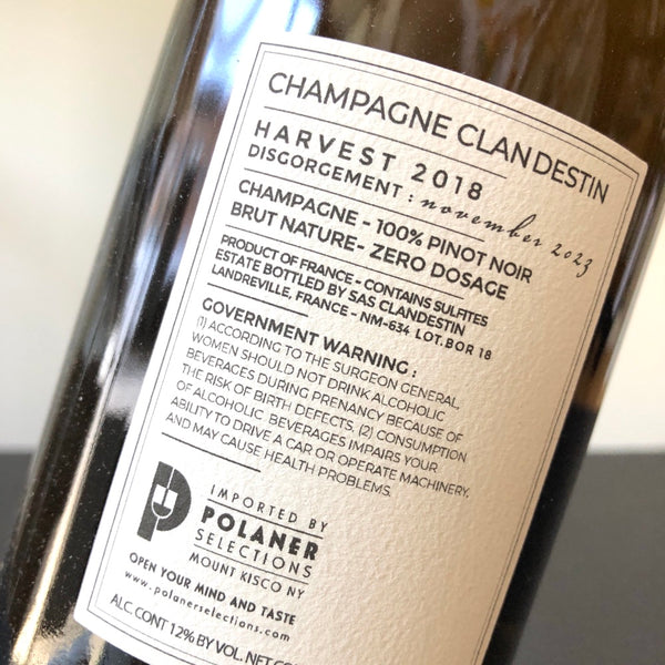 2018 Clandestin Boreal Blanc De Noir Brut Nature, Champagne, France