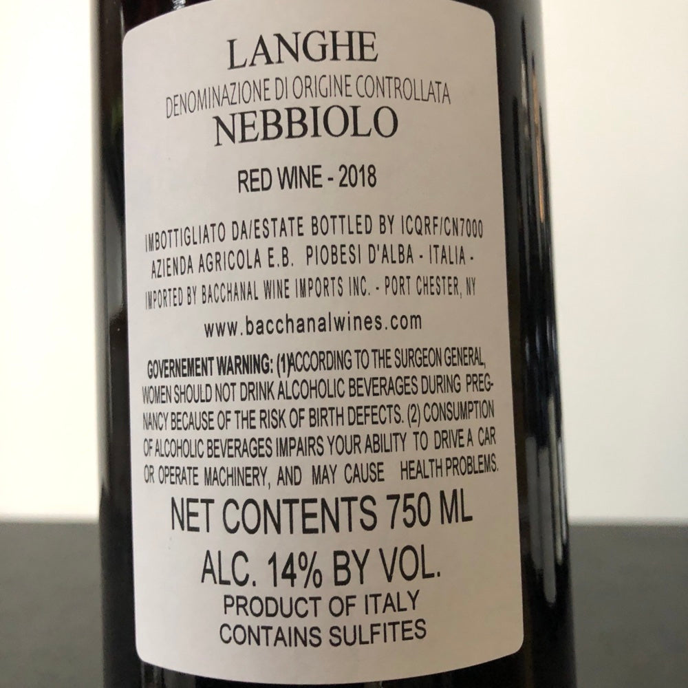 2018 Eugenio Bocchino La Perucca Nebbiolo d'Alba, Piedmont, Italy