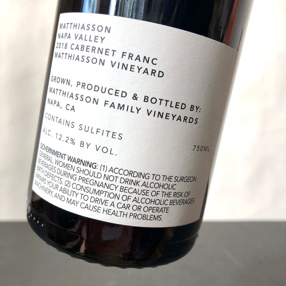 2018 Matthiasson Cabernet Franc, Napa Valley, USA