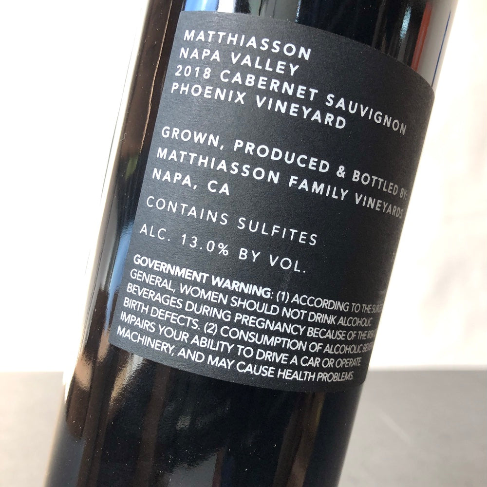 2018 Matthiasson Phoenix Vineyard Cabernet Sauvignon, Napa Valley, USA
