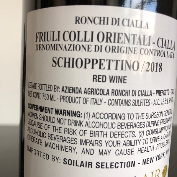 2018 Ronchi di Cialla Schioppettino Colli Orientali del Friuli Cialla, Friuli-Venezia Giulia, Italy