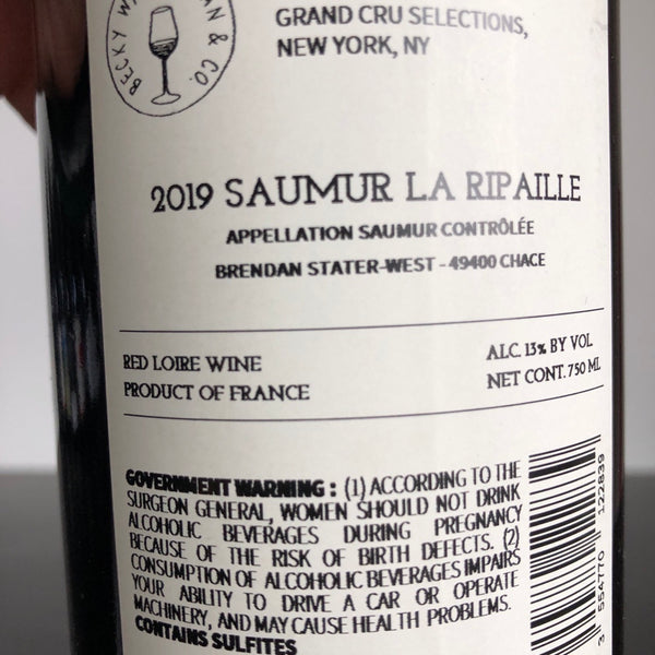 2019 Brendan Stater-West Saumur Rouge La Ripaille, Loire, France