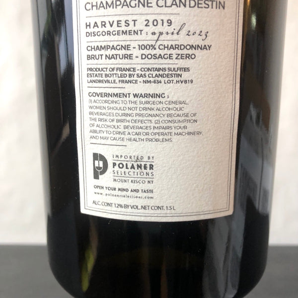 2019 Clandestin Les Passagers Haut de Val Barmont Brut Nature, Champagne, France 1.5L Magnum