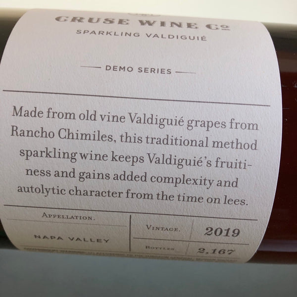 2019 Cruse Wine Co Demo Series Traditional Method Valdiguie Sparkling Rose