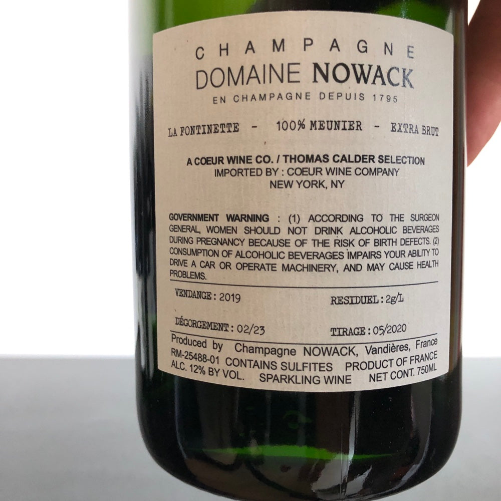 2019 Domaine Nowack 'La Fontinette' Meunier Extra Brut Champagne, France