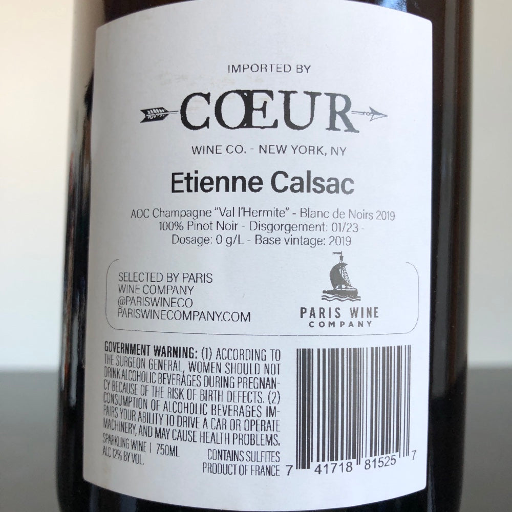 2019 Etienne Calsac Champagne 'Val d'Hermite' Blanc de Noirs