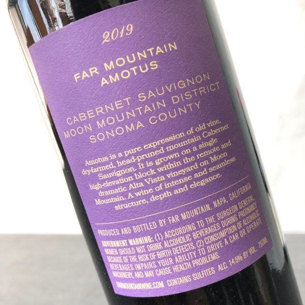 2019 Far Mountain Amotus Cabernet Sauvignon, Moon Mountain District, USA